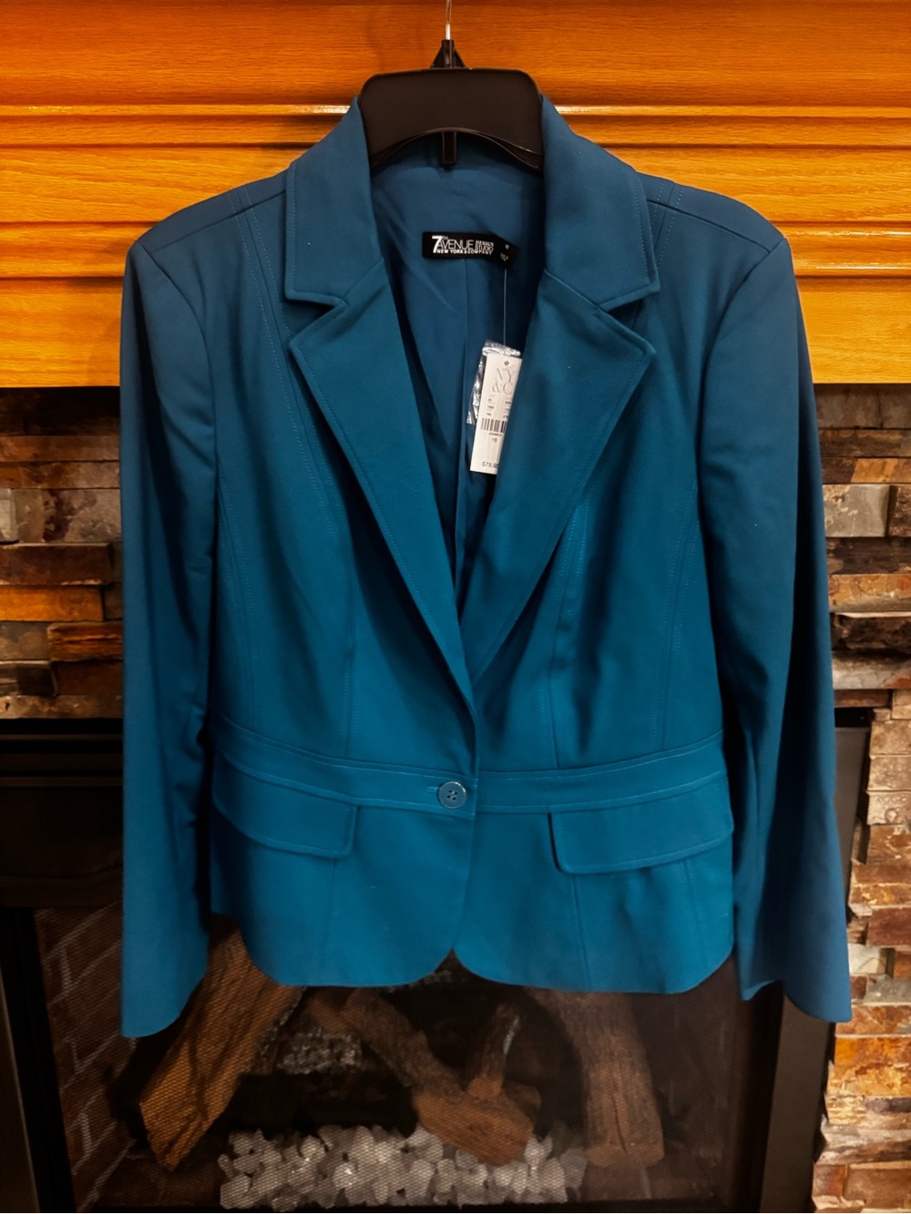 New York & Company Teal Single-Button Blazer